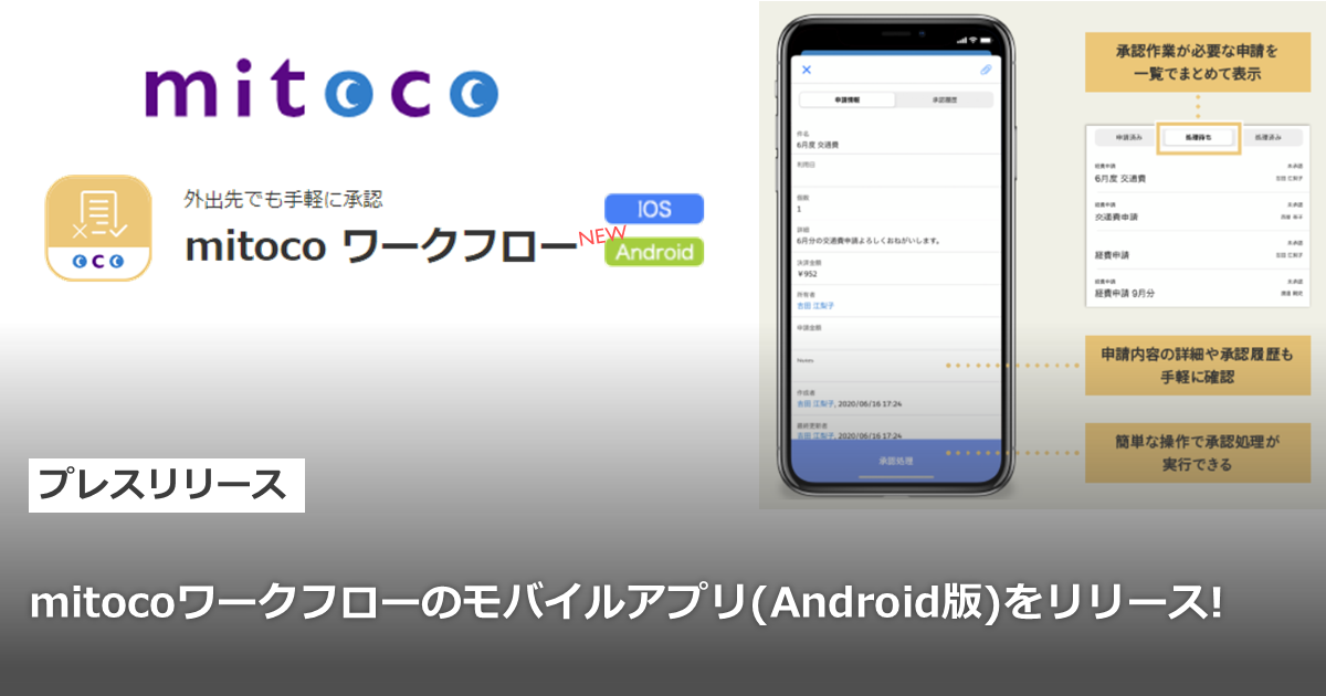 Mitocoワークフローのモバイルアプリandroid版をリリース リリース情報 ニュース 株式会社テラスカイ